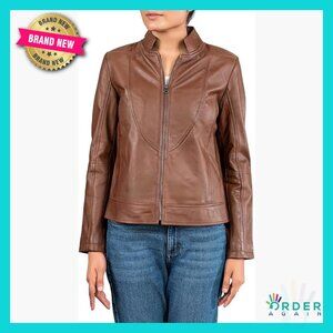 Lambskin Leather Jacket Biker Style Tailored Fit Moto Chic Classic